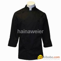 Custom Traditional Black fineline Twill w/Breast Pocket chef coat/chefs wear