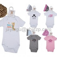 baby cotton short body suit with hat