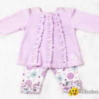 Sweet Baby girl cotton clothing set  flower spring and autumn clothing  set velv