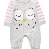 Cartoon Owl Pattern Newborn Infant Overalls Jumpsuit Long-sleeved Wholesale