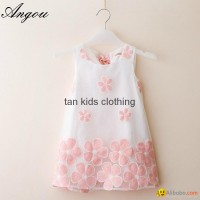 Angou summer girls dress children clothing sleeveless flower printed dress