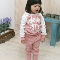 Baby Girl Suits 2pc Hoody Coat+ Pants Letter Sporty Baby Clothes Set 90-130cm