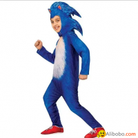 Sonic Cosplay Costume for Children Halloween Party Sonic Rat Jumpsuit for Kids S