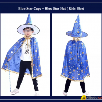 2022 Multicolor Children's Cape Pentagram Magician Wizard Costume Kids Halloween