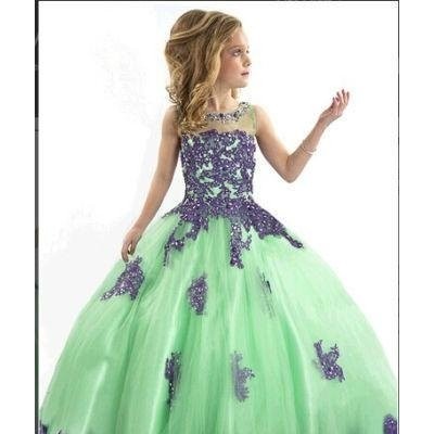 Multi Colors Flower Girl Prom Dresses Lace Edge Girls Pageant Ball Gowns F1487picture1