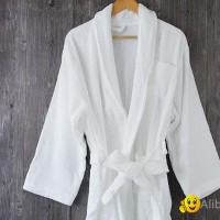 Terry 100% cotton bathrobe shawl collar white long hotel