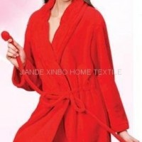 Red coral fleece bathrobe