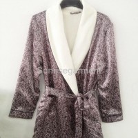 Leopard double-layers satin kimono man bathrobe underwear