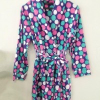 Colorful dot printed flannel wholesale bathrobe