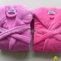 Hooded coral fleece bathrobe