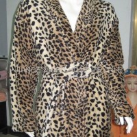 Leopard coral fleece bathrobe