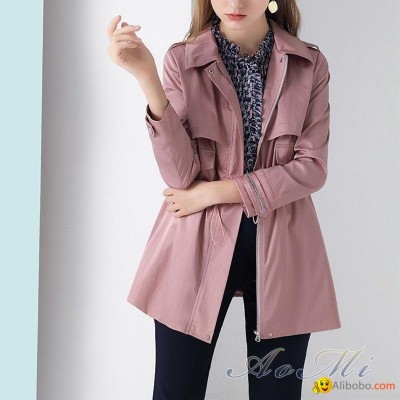 Spring and autumn pink short windbreaker fashion wild coat AOMI-K001picture1