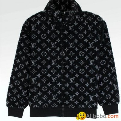 MONOGRAM JACQUARD BLACK FLEECE ZIP THROUGH JACKET     acketspicture1