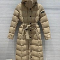 Quilted down coat Women logo belt long Puffer Jackets