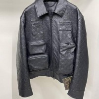 Shadow Monogram Embosserd leather jacket,size 52,Men     oat sale