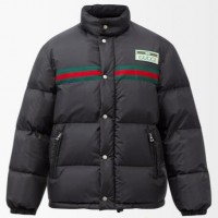 Web Stripe nylon-shell quilted down jacket men down coats