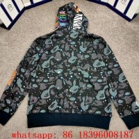 wholesale top quality bape splicing sleeves jackets shark coat zip up hoodies