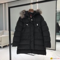 Aphroti Long Down Jacket Women Quilted Nylon Down Jacket with Fur hoodie