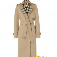 Exaggerated check-panel trench coat Women long coats