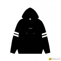 Saint Laurent Volume Class Hoodie Black SL Striped Cotton Fabric Hood