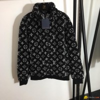 Black Monogram Jacquard Fleece Jacket     ipped coat