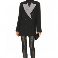 Sanit lauren     Double Breasted Wool Jacket     Suit Collar Diamond Jacket