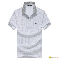 FUGUINIAO Men's Turn-down Collar White Polo Shirt