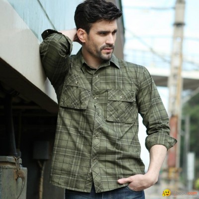 2013 Leisure Cotton Fashion Man Shirt with plaid patternpicture1