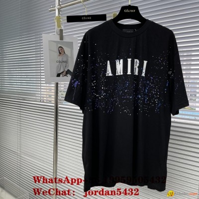 best quality 1:1 wholesale hort amiri t-shirt polo cotton Hoodies Short Sleevepicture1