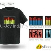 sound activated EL t shirt LED t-shirt EL flashing t-shirt