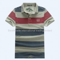 Men's new fashion striped polo T shirt