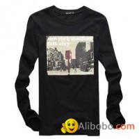 Casual mens t shirts O-neck long sleeve slim fit men t shirt with "LOST MAIL BOX