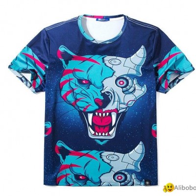 Colorful 3D Cartoon Printed Short Sleeve T-Shirt Fashion Teespicture1