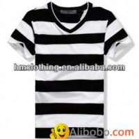 2014 Cheap Stripes V Neck Short Sleeve Loose Man T Shirt,100% cotton t-shirts ma