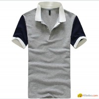 Grey blue bulk blank polo shirts for men, 100% cotton men blank polo shirt