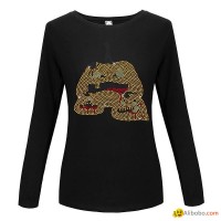 Long Sleeve Shirt Women Rhinestone Crystals Clothing Custom Unique T-shirts