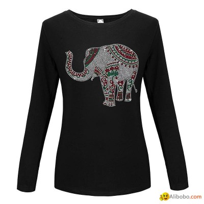 Sparkling rhinestone Custom Tshirts Animal Long Sleeve Shirtpicture1