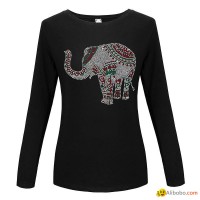 Sparkling rhinestone Custom Tshirts Animal Long Sleeve Shirt