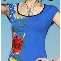 2014 female short sleeved t shirt Slim embroidered ladies shirt