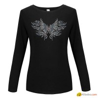 Custom Beaded Rhinestone embellishment Tshirts Butterfly Long Sleeve