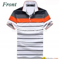 2015 custom striped button polo shirt for men