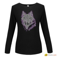 Custom Rhinestone Transfer T-Shirts Women Casual Long Sleeve Shirt