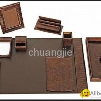 pu leather stationery desk set with 9 pcs