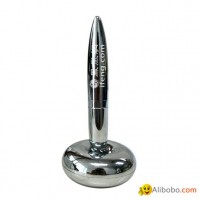 Bright chrome floating magnetic pen with circular base magnetic metal Table pens