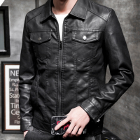 Fall 2021 new locomotive lapel slim leather jacket men