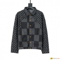 iant damier waves monogram denim jacket     acket