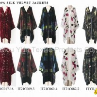 burnout silk velvet long jacket kimono