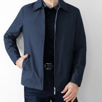 Loose Edition Lightweight Lapel Jacket Middle-aged Men's Solid Color Business Ca