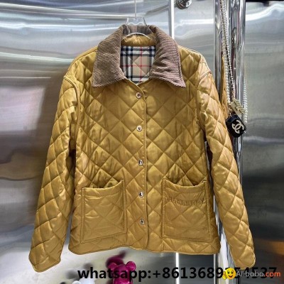 Quilted shell jacket,corduroy collar diamond quilted jacket,picture1