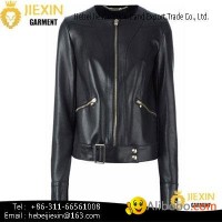 New Style Lady's True Leather Jacket with Zipper Fashion